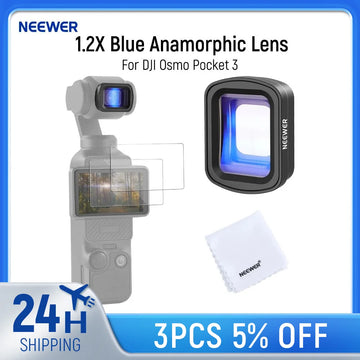 NEEWER 1.2X Blue Anamorphic Lens For DJI Osmo Pocket 3 Creator Combo Accessories, HD Optical Glass Magnetic Effect Lens