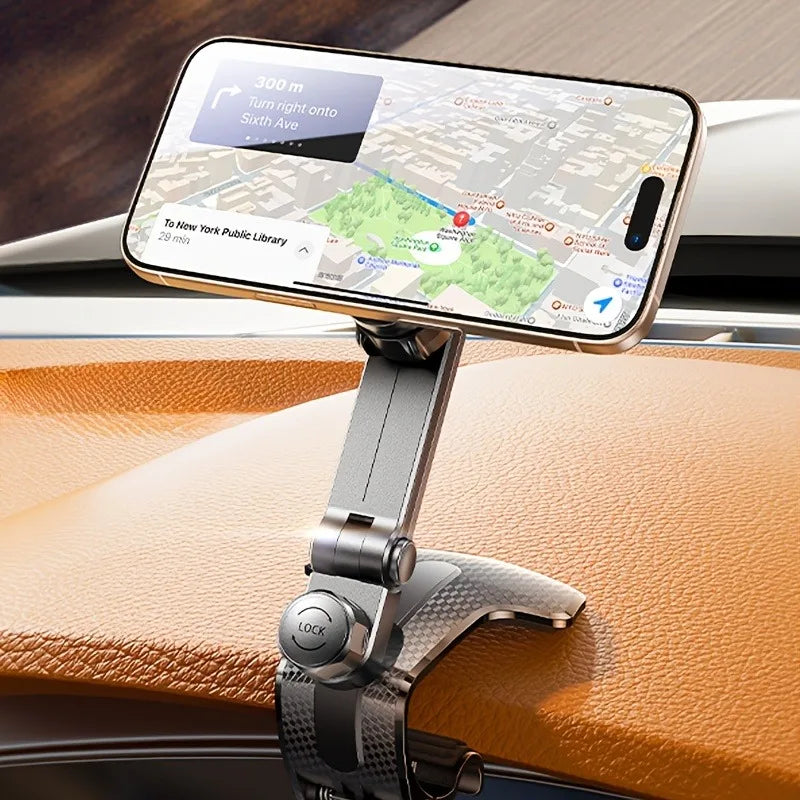 Lcars 360 ° Adjustable Dashboard Phone Holder Base, Equipped with Anti-Slip Silicone Clip and Magnetic Plate, Suitable for All Smartphones, Car Phone Holder Base, Adjustable Phone Holder, Modern Phone Mounting Device, Sturdy