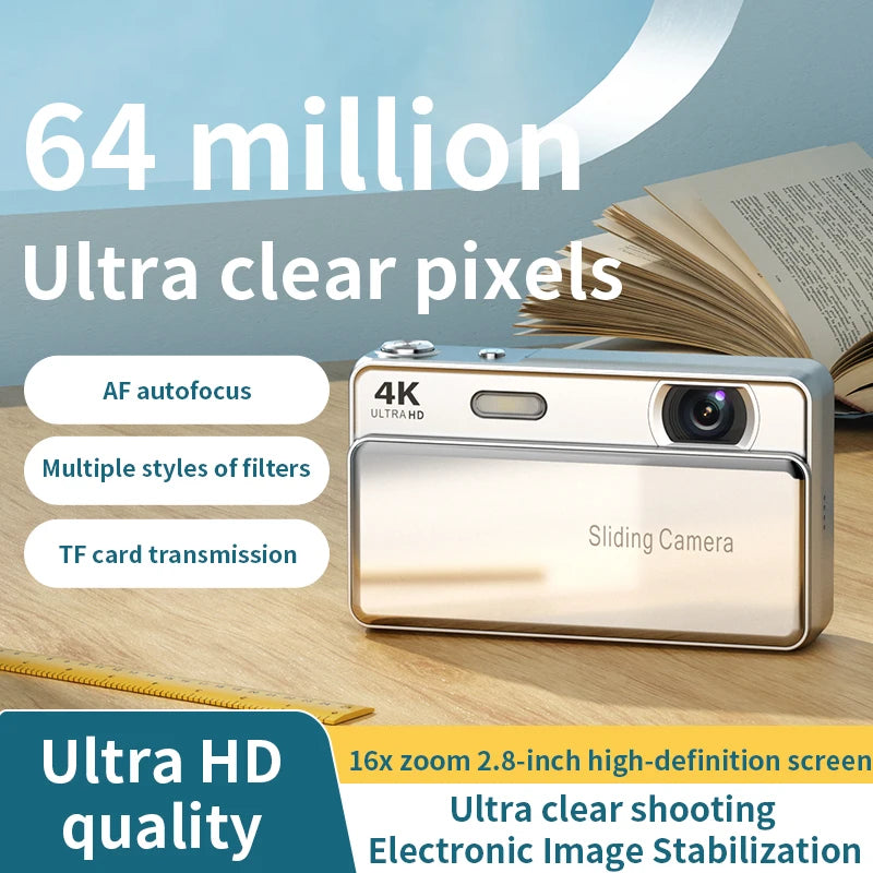 New sliding digital camera CCD campus 4K high-definition camera for taking photos and recording integrated student card machine