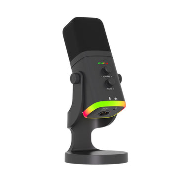 EASEMELO Dynamic RGB Breathing Light Microphone with Noise Cancelling USB Type-C Wired HIFI Sound Card for Gaming Streaming