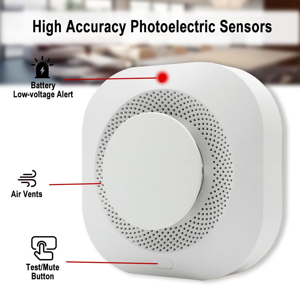 Tuya Smart Zigbee / Wifi Smoke Detector Smart Fire Fire Protection Home Security Alarm Sound Light Alarm APP Control