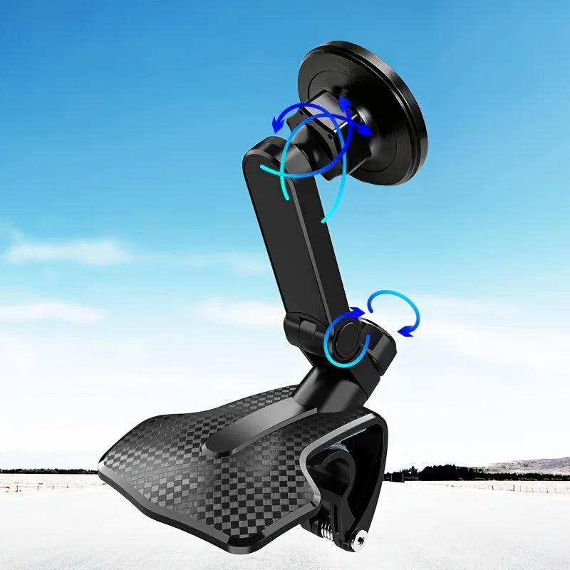 Lcars 360 ° Adjustable Dashboard Phone Holder Base, Equipped with Anti-Slip Silicone Clip and Magnetic Plate, Suitable for All Smartphones, Car Phone Holder Base, Adjustable Phone Holder, Modern Phone Mounting Device, Sturdy
