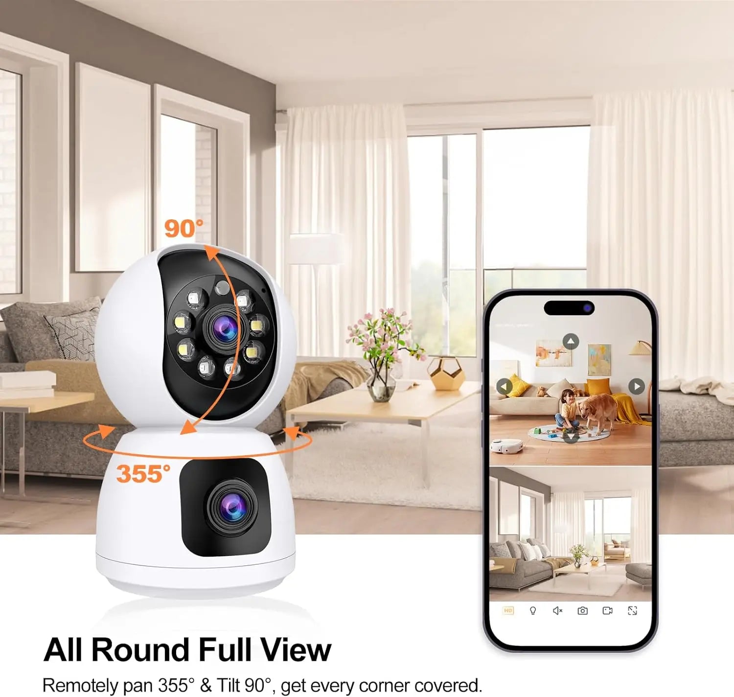 ANSVICAM Tuya Smart 4K 8MP Dual-Lens PTZ Security Camera 5G WiFi Dual-Screen Indoor Cameras AI Auto Tracking Color Night Vision