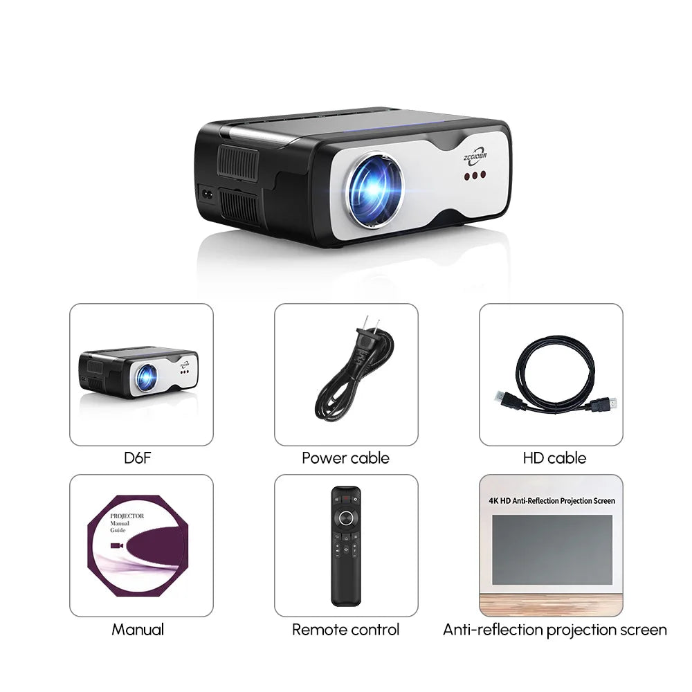 4K Projector 3200ANSI Netflix Certified Native 1080P Android 14 Auto Focus Auto Keystone WiFi6 BT5.4 Outdoor Home Theater HDR10