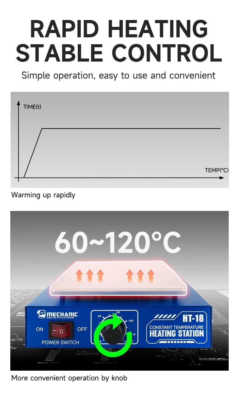 MECHANIC HT18 Smart Digital Heating Platform Thermostatic Control for Screen Removal Welding Circuit Repair Heating Application