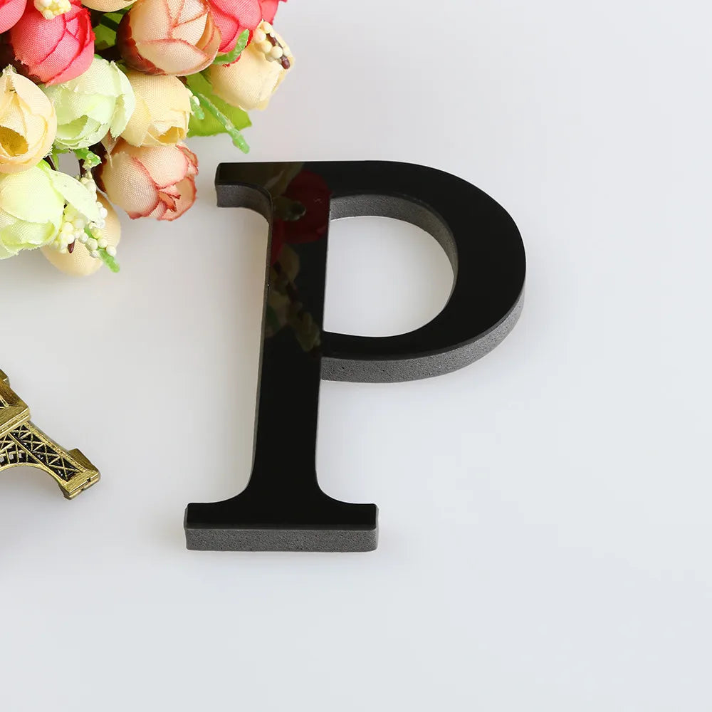 26 Letters Wall Sticker 3D DIY Mirror Acrylic Decals Home Decor Wall Art Mural for party wedding Christmas Retro Wall Art