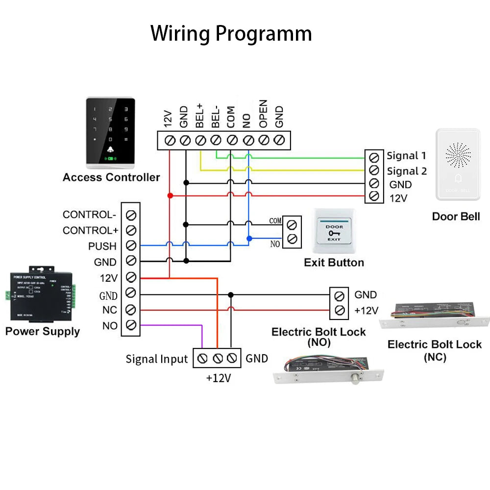 DC12V Wired Doorbell with Voice Prompt - IP54 Waterproof Access Control Intercom for Security Systems by Commercial/Residential