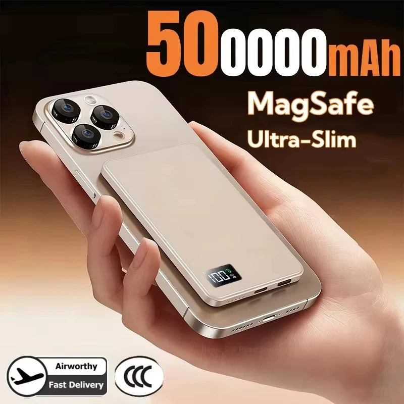 500000mAh Magnetic Power Bank  Fast Charging  Portable Wireless PD22.5W Fast Charging External Battery for Magsafe for iPhone