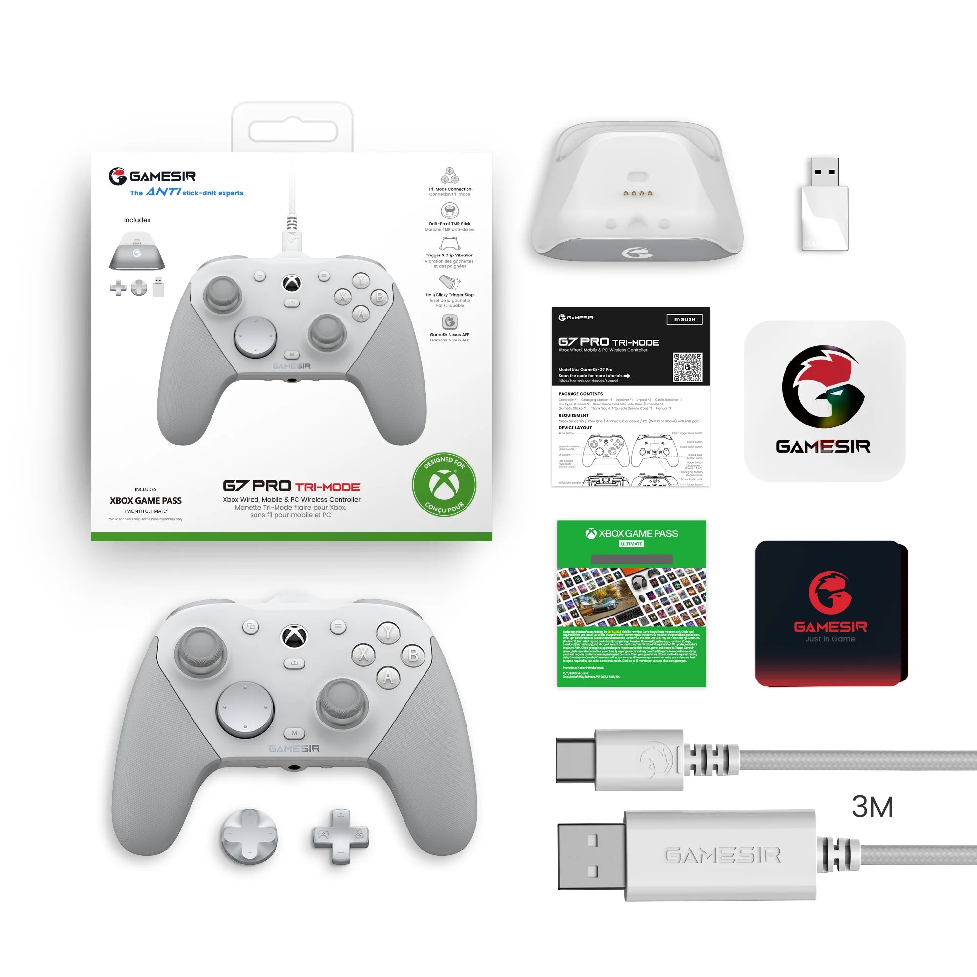 GameSir G7 Pro Xbox Series X|S Gaming Controller - TMR Sticks, Hall Effect Triggers, 1000Hz Polling, Smart Charging Station