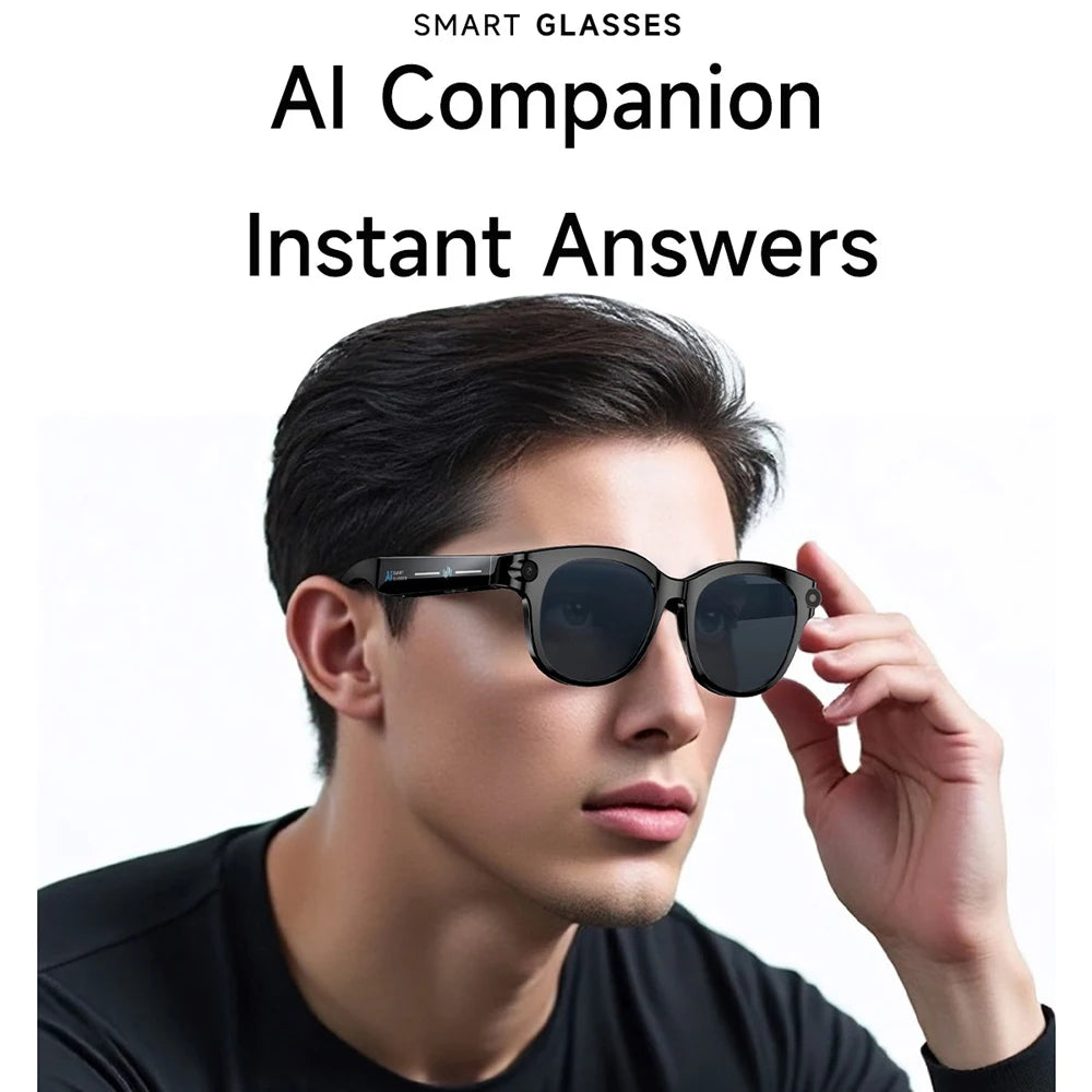 AI Smart Glasses Real-time Translation Dual Camera Bluetooth Call Sunglasses Shoot Audio Video Music Player Multifunctional Men