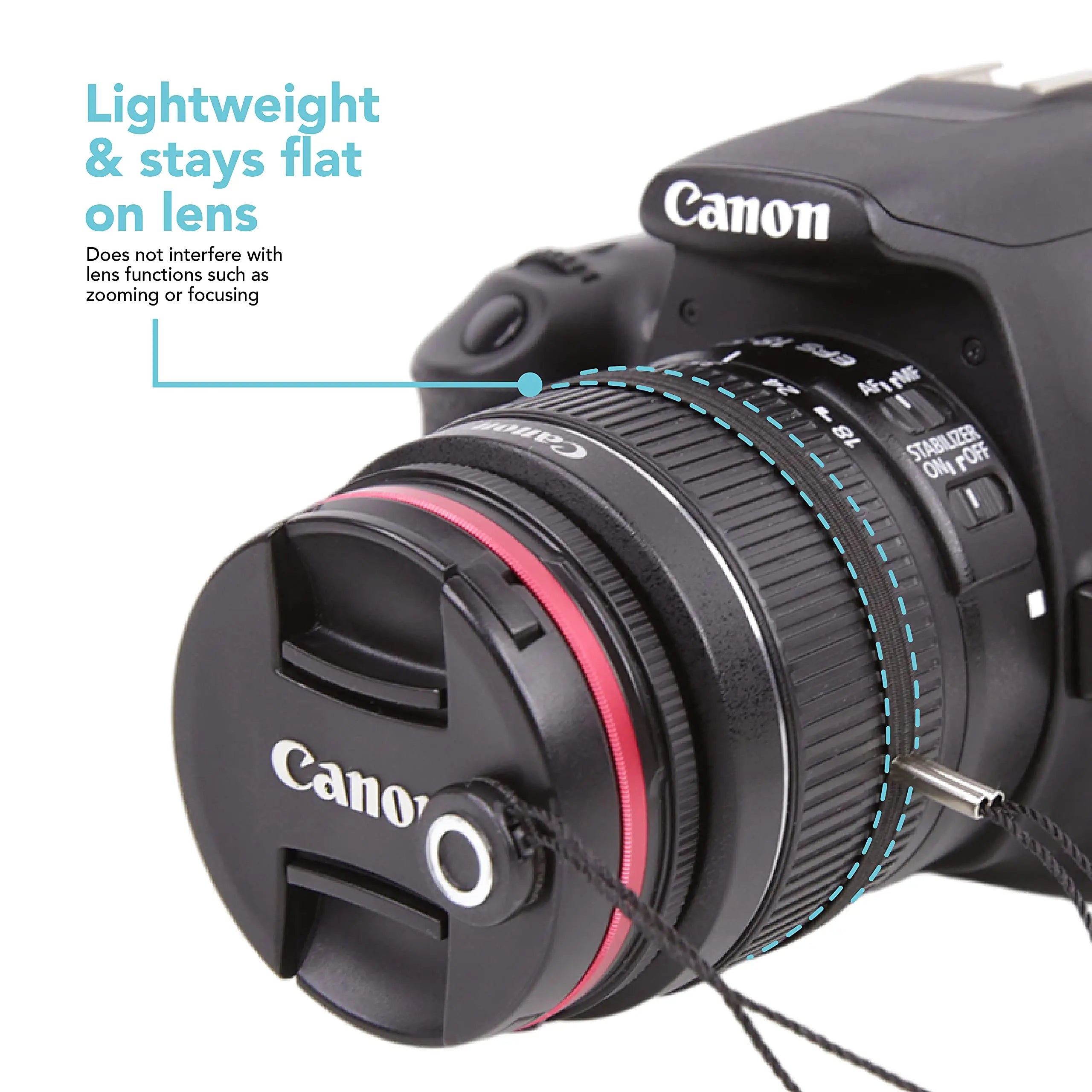 1/3/6 Pcs Camera Lens Cap Leash with Elastic String, Compatible with Universal DSLR SLR Evil Mirrorless Cameras Video (x3)