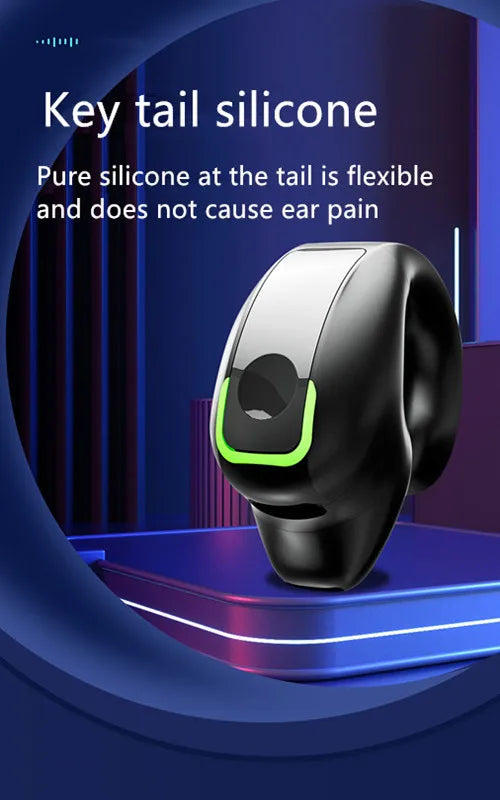 Headset With Microphone Bluetooth 5.3 Ear Clip Headphone TWS Wireless Earphone Single In-Ear HD HiFi Stereo Touch Control Sports