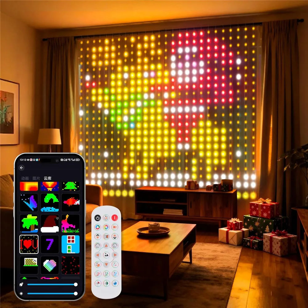 400-800 LED Smart Curtain Lights String Lights with App Remote Control Music Sync Christmas Curtain String Outdoor Fairy Lights
