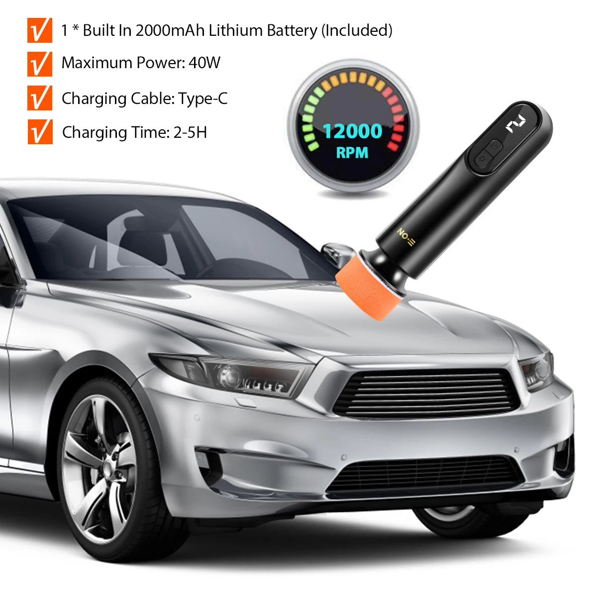 Car Polisher Handheld Wireless Polisher Car Polishing Waxing Machine Power Tool for Car Body Cleanig Waxing Repair