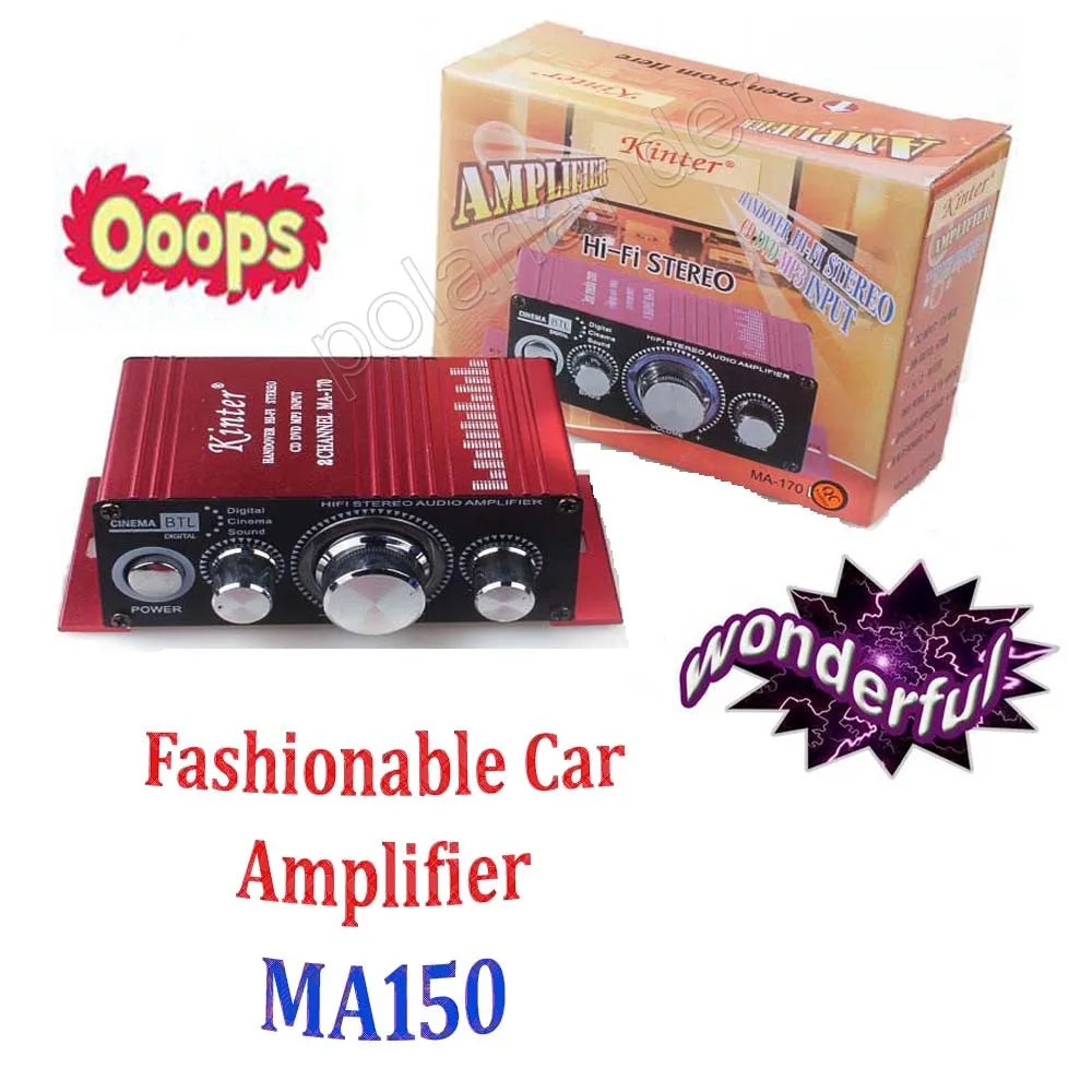 Car Amplifier 2 Channel Output MA150 500W HiFi Digital 12V Stereo Audio CD DVD MP3 USB Power Amplifier for Motorcycle &Car