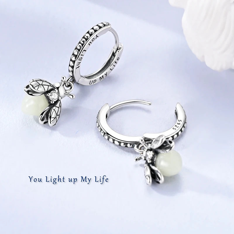 925 Sterling Silver Earrings Mushroom Glowing Firefly Cherry Bee Earring For Women Wedding Engagement Party Fashion Jewelry Gift