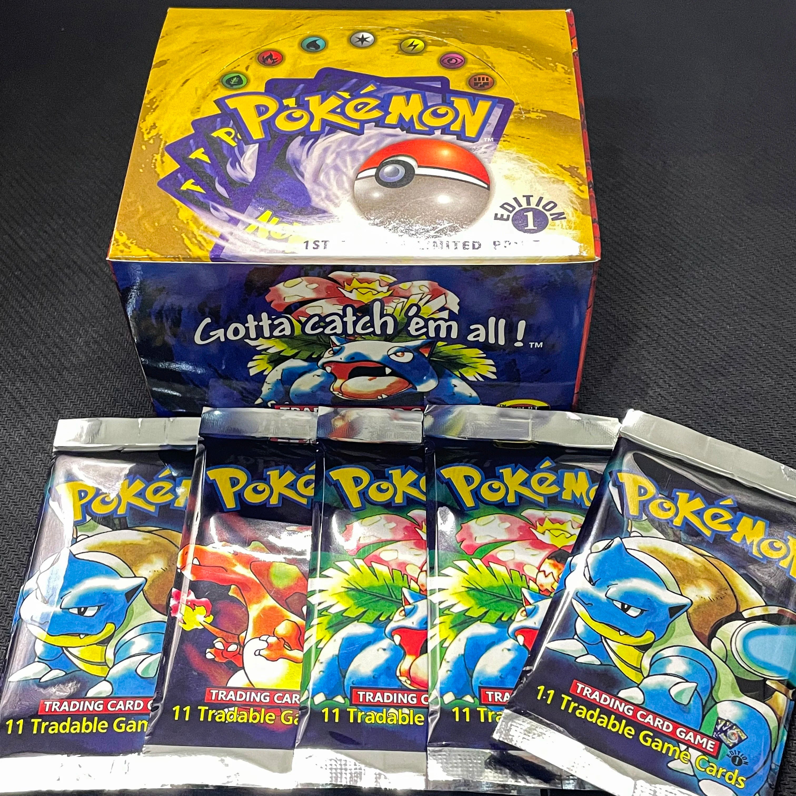 PTCG 102Pcs/396Pcs PKM Base Set 1ST Edition Whole Set Booster Box (Revised Unlimited Edition) Wizards Trading Card Battle Game