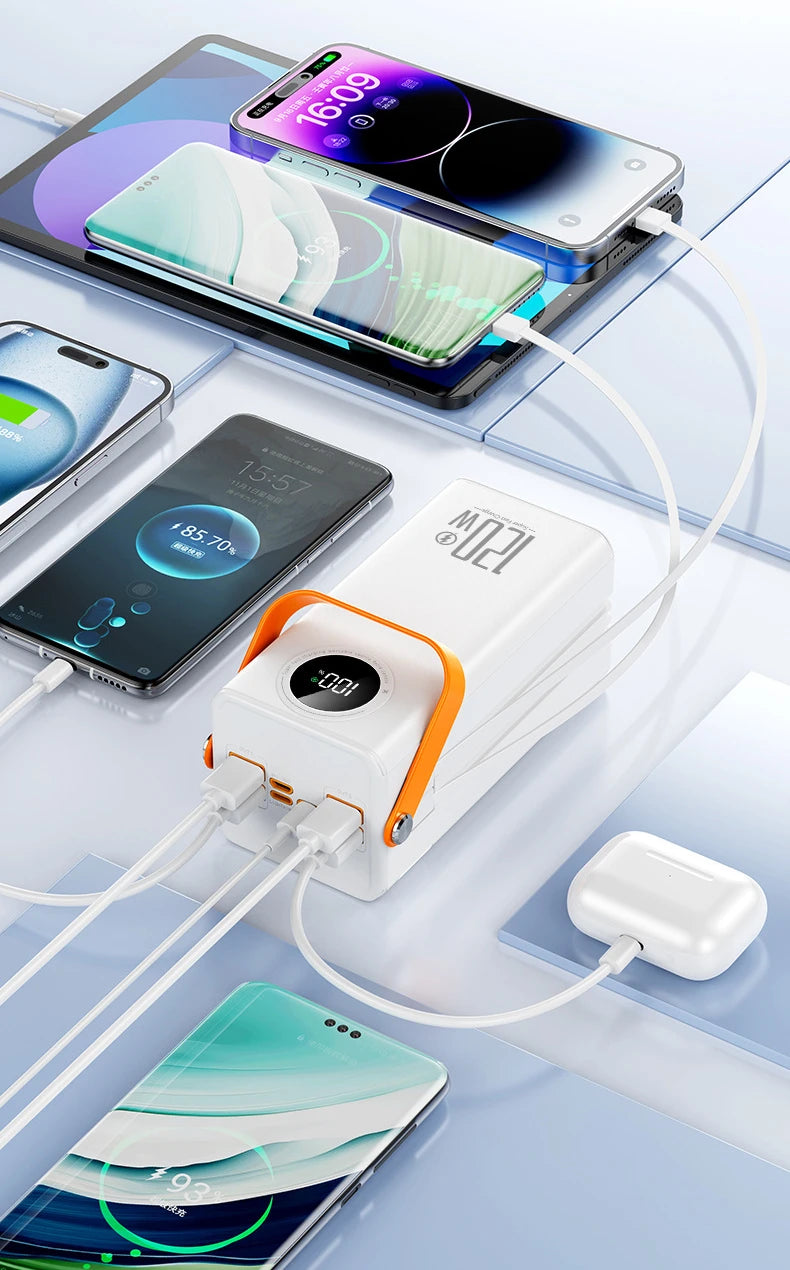 Super Fast Charging 160,000 MAh Power Bank Comes with Line Outdoor Camping Large Capacity BCAK Mobile Power Supply 50000mah