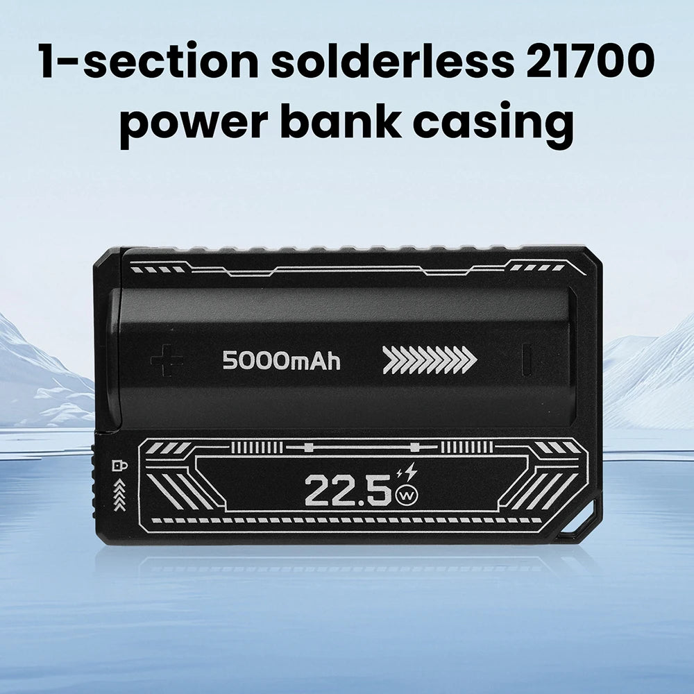 PD20W Power Bank Case High-Capacity 21700 Battery Case Fast Charging Built-in Cable Detachable DIY Power Bank Box