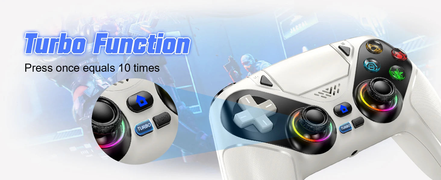 Wireless RGB Light Gamepad For Playstation 5 Controller Console Gaming Controller With Turbo Dual Sense Vibrate Programming