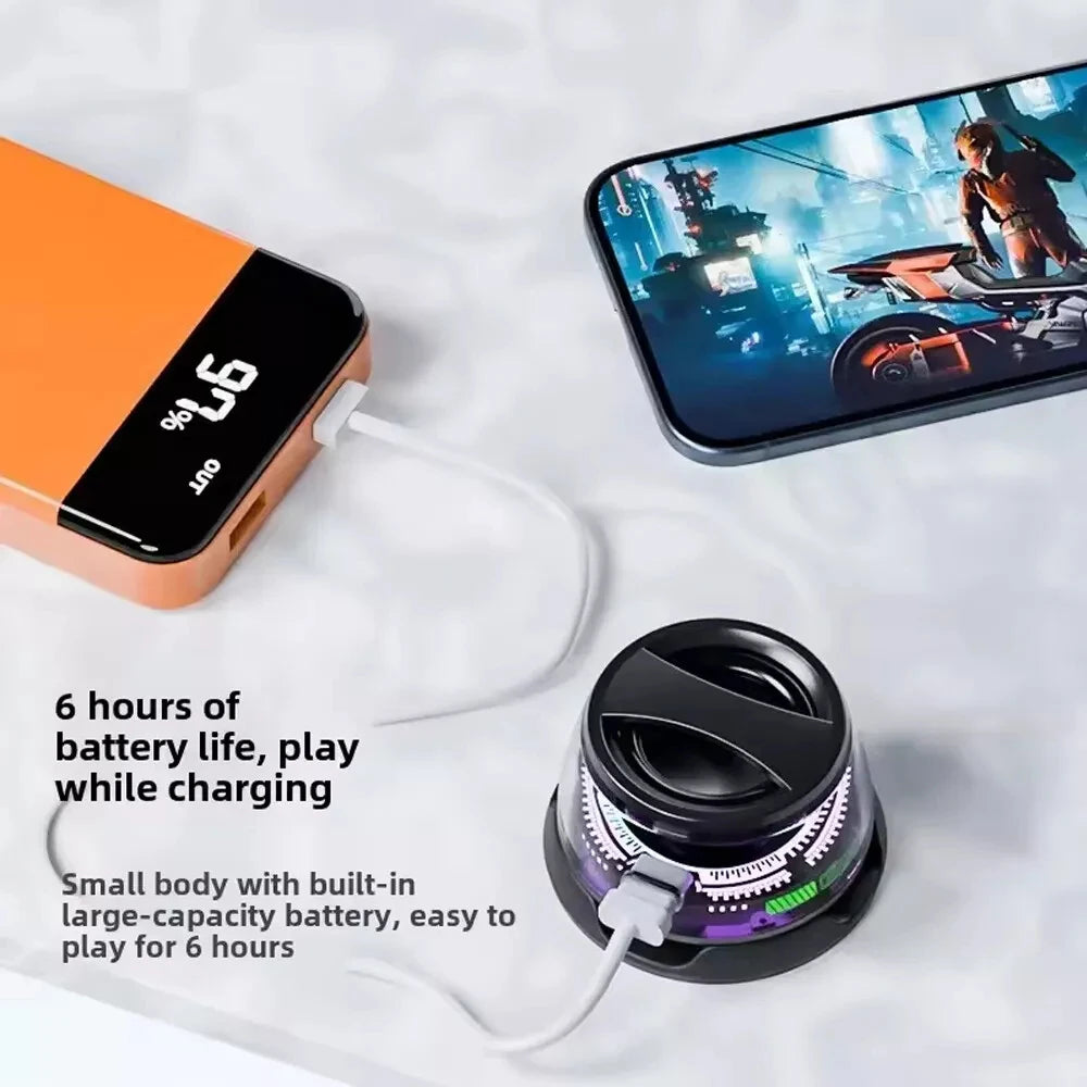Outdoor Magnetic Bluetooth5.3 Speaker Wireless Portable Mini Travel Stereo Speaker with RGB Color Light and Phone Holder for Ios