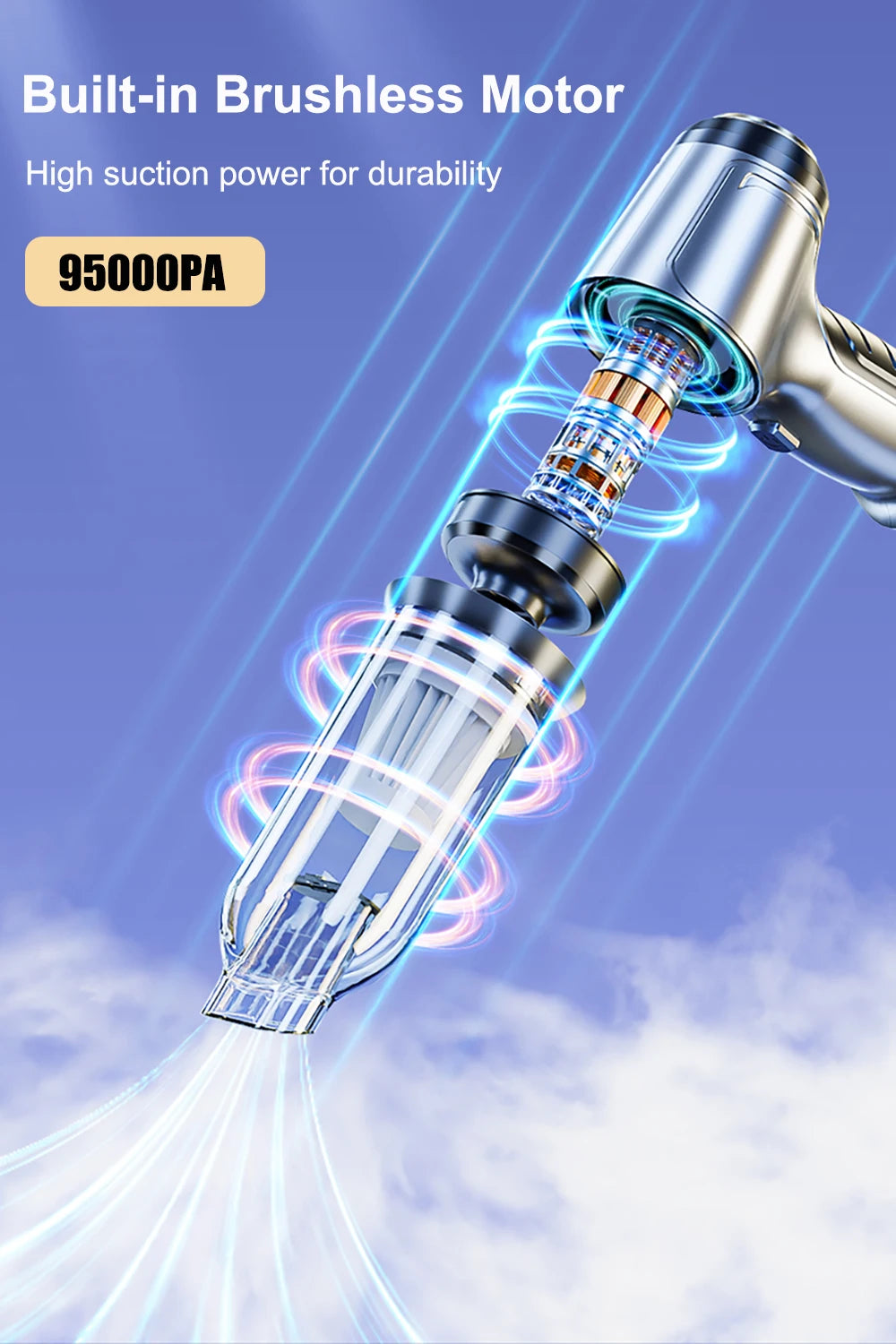 Car Vacuum Cleaner 95000PA Strong Suction Vacuum Cleaner for Car Home Portable Handheld Auto Vacuum Cleaner Powerful Blower