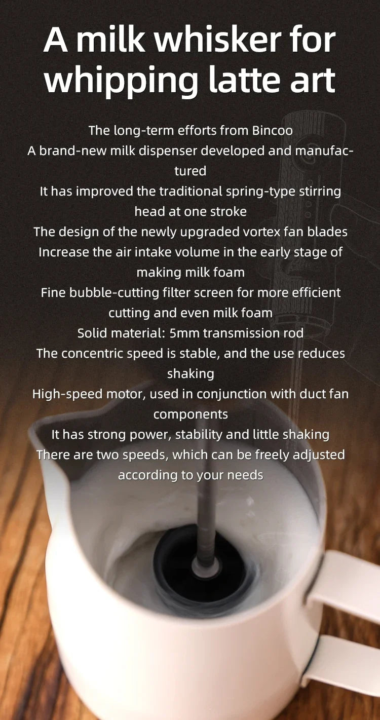 Bincoo UPGRADED Electric Coffee Frother/MILK Whisk+Egg Beater MINI Food Blender USB Rechargeable Handheld 2 Speeds Espresso Tool
