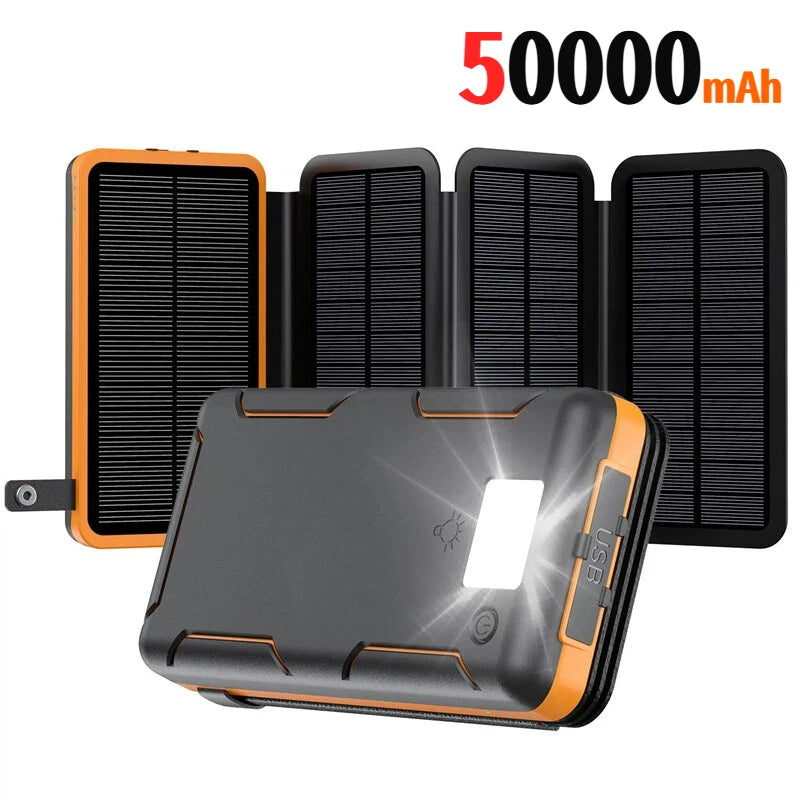 500000mAh Solar Power Bank 120W Large Capacity Super Fast Charging with Flashlight External Battery for iPhone Huawei