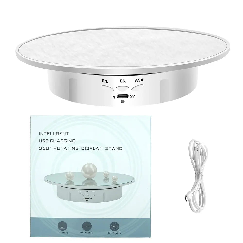 Motorised Rotating Mirror Display Stand,360 Degree Turntable, Jewellery Holder,USB Power Supply, Rotating Shooting, Three Speeds
