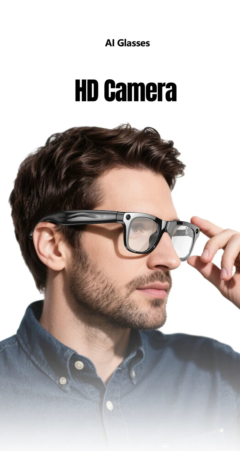 AI Smart Glasses 8K HD Photochromic Multifunction Translate Camera Glasse Bluetooth Calling Voice Assistant Music Player