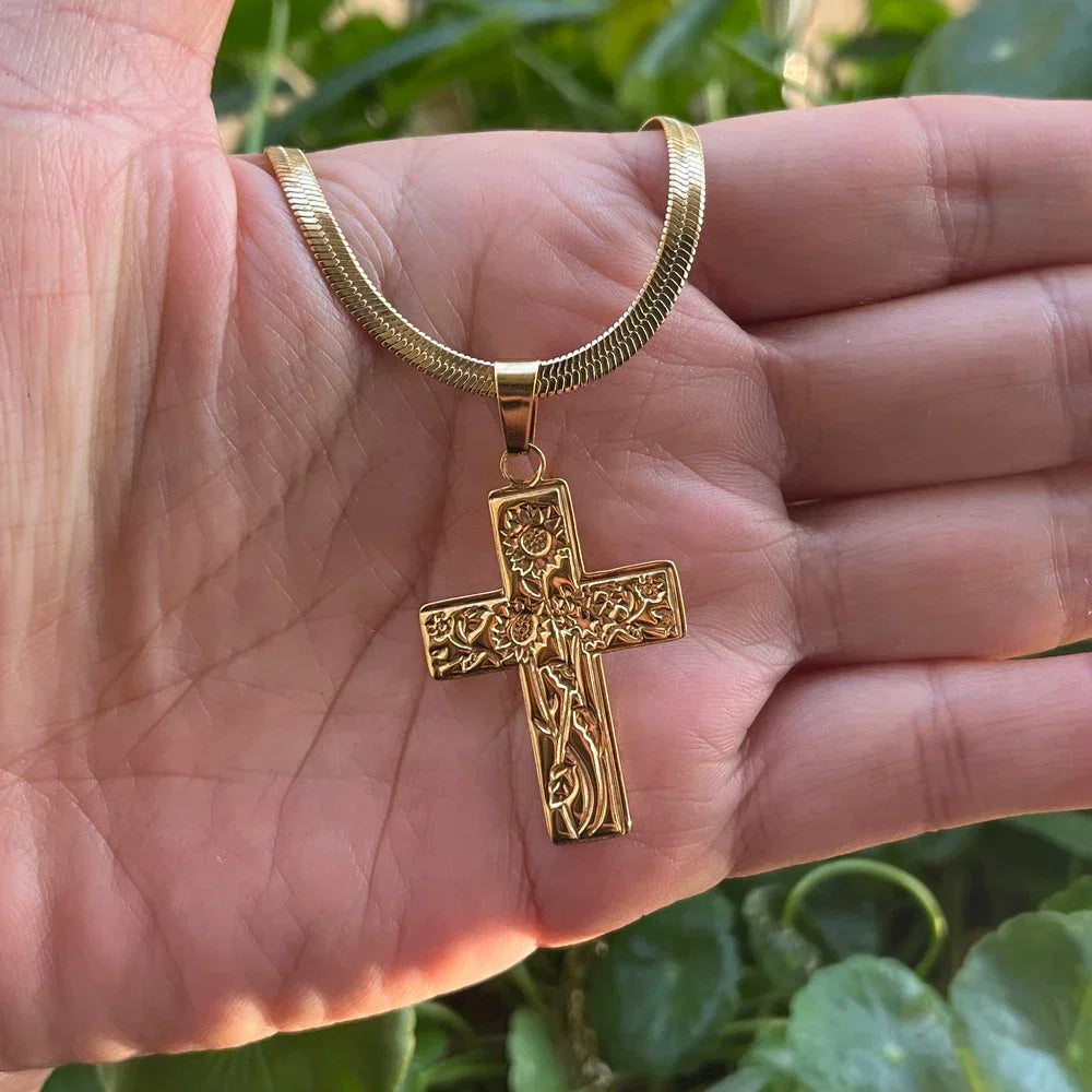 Christian Jesus Cross Necklace For Women Men Stainless Steel Chains Choker Religion Cross Pendants Jewelry Prayer Baptism Gifts