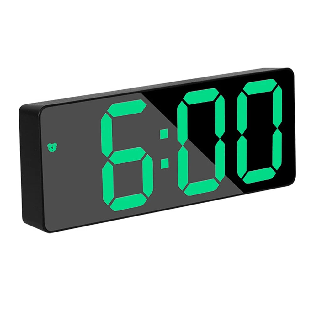 Electronic Clock with Bright Large Display and Voice Control Designed for Time Alarm Calendar and Temperature Monitoring