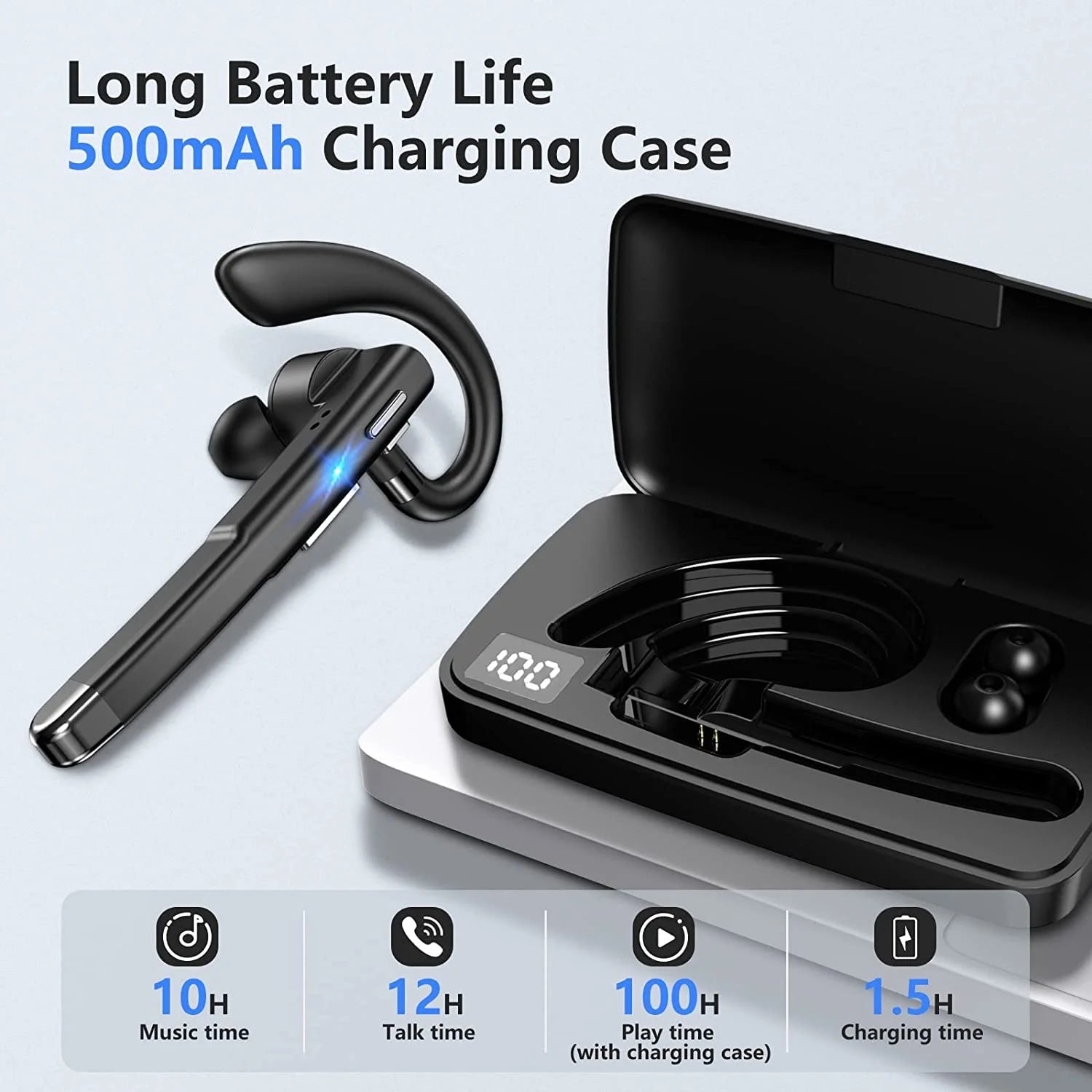 Bluetooth Earphones 5.3 Headphones Stereo Handsfree Noise Canceling Wireless Business Headset With HD Mic For All Smart Phones