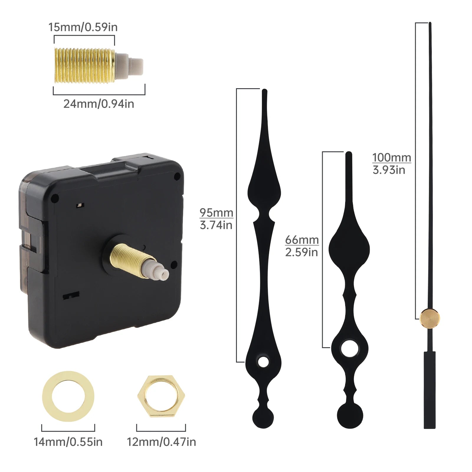 Quartz Battery Operated Silent Wall Clock Movement Mechanisms for DIY / Repair, Clock Parts Replacement