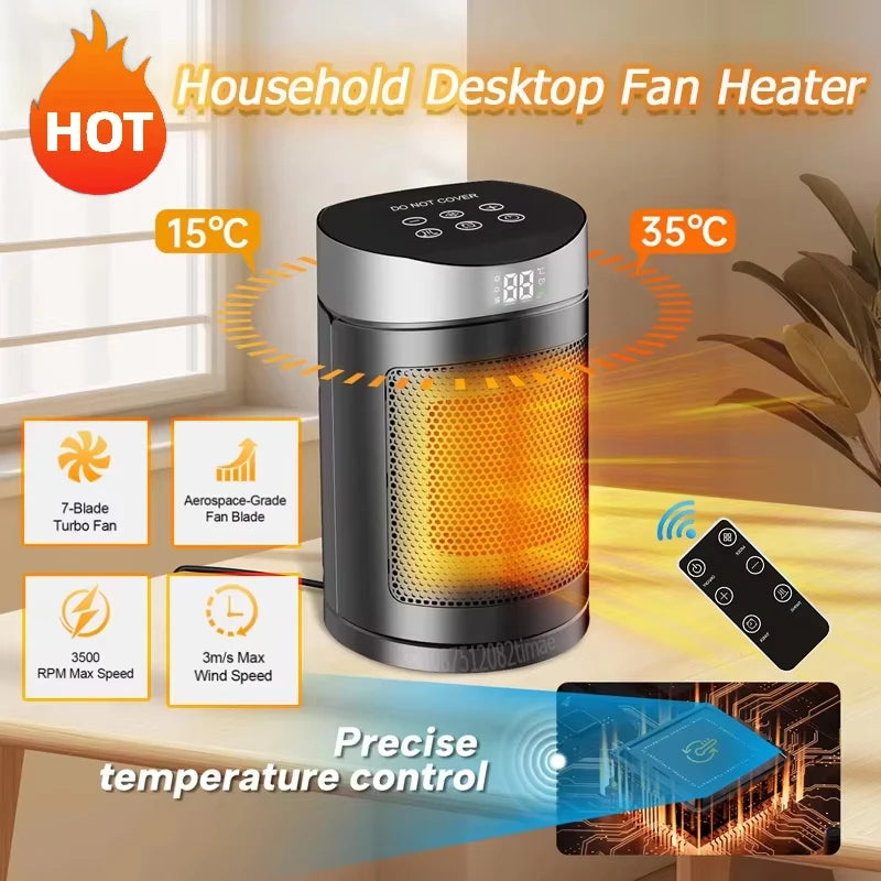 Electric Heater 1500W Space Heater Indoor Energy Saving Hot Air Heater With Remote Control Timer Warmer For Office Home