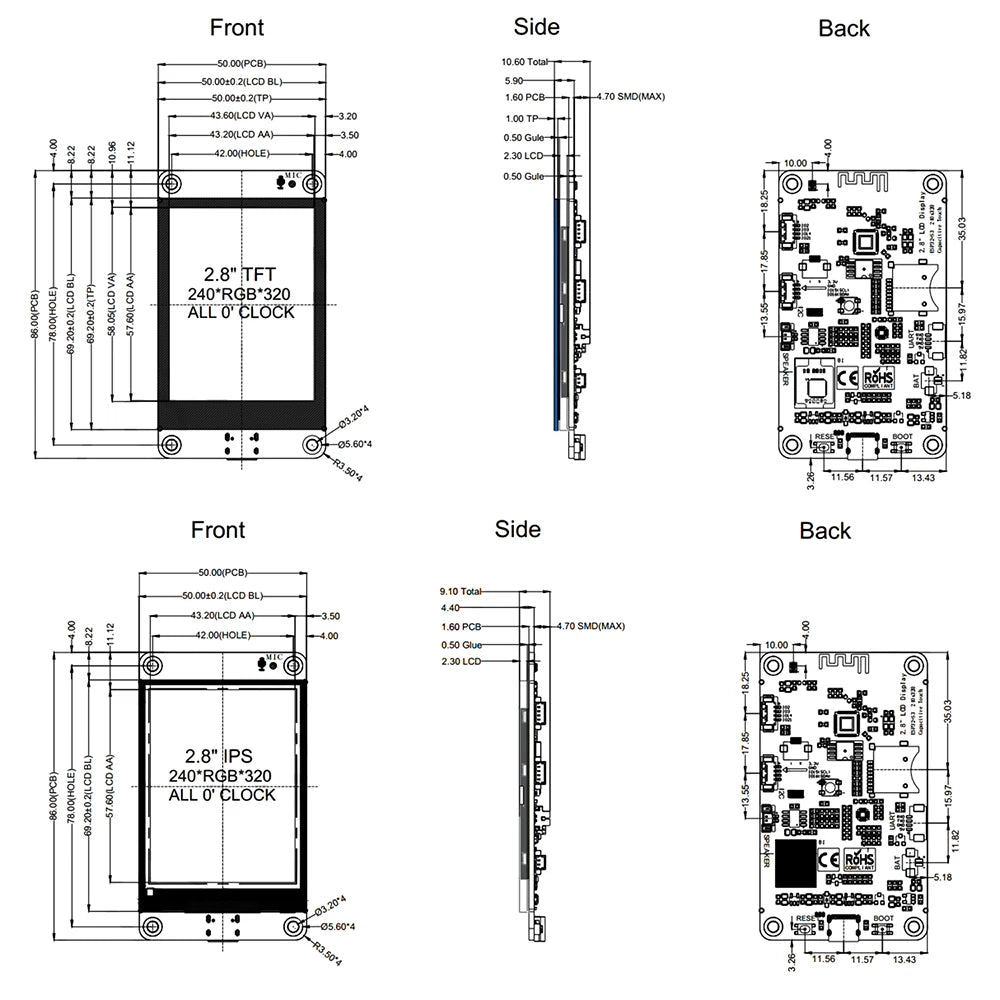 ESP32-S3 ESP32 S3 2.8-inch TFT Module Touch Screen Development Board With WiFi Bluetooth Smart AI Display 240x320 IPS Screen