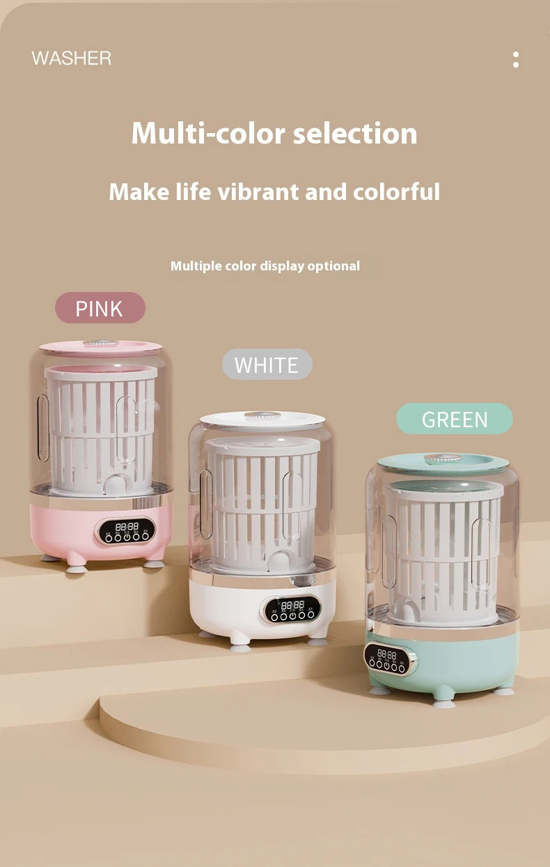 Mini turbo washing machine 3L fully automatic small USB charging portable sock and underwear specific washing machine.