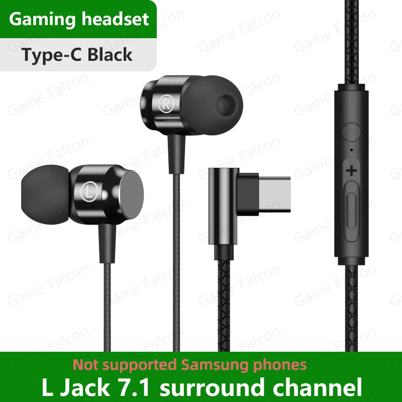 L Jack Magnetic Wired Gaming Headset 3.5mm Type-C Music Headset HiFi Mic Stereo Surround Sound For Phone Computer Mic Headset