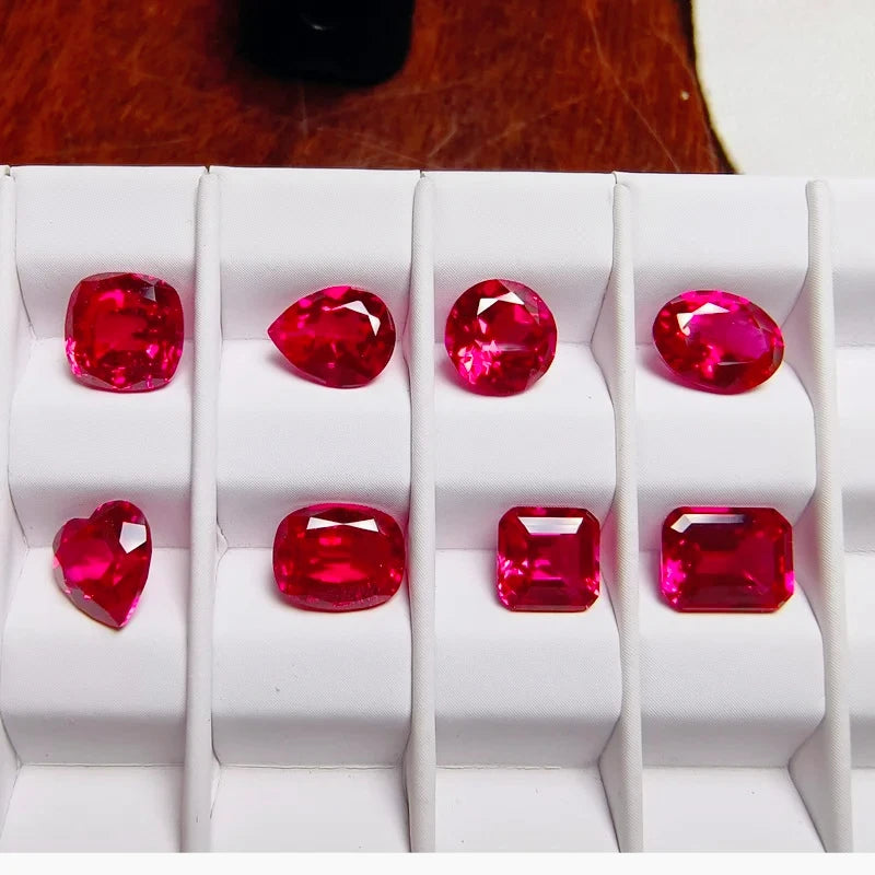 Lab Grown Ruby Various Shape Pigeon Blood Red Charms Gemstone for DIY Jewelry Making Materials Selectable Certificate