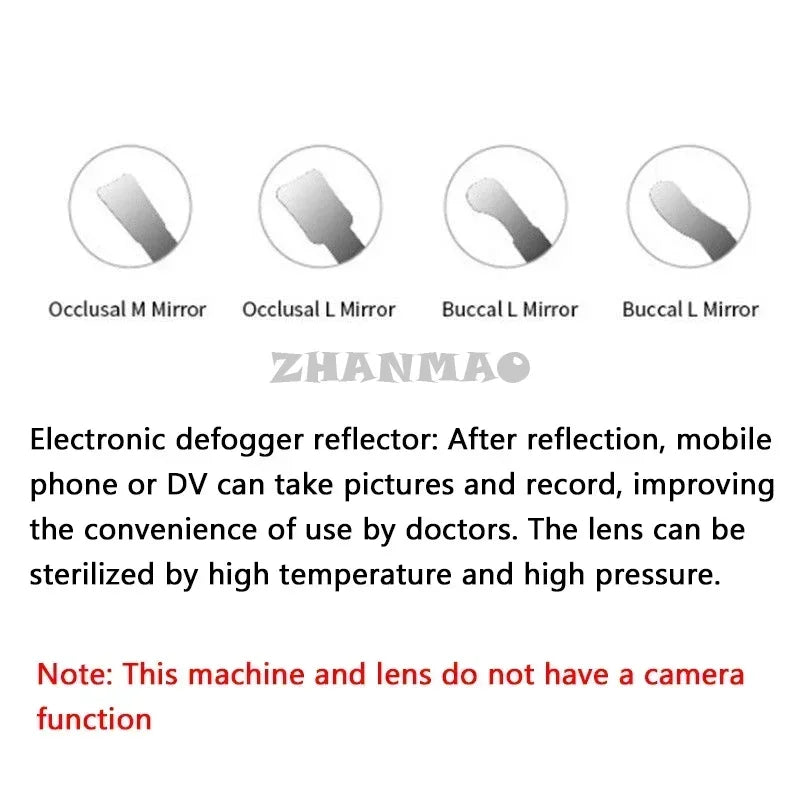 Orthodontic Mirror with Light, Anti Fog, Double-sided Stainless Steel Reflector for Orthodontic Photography
