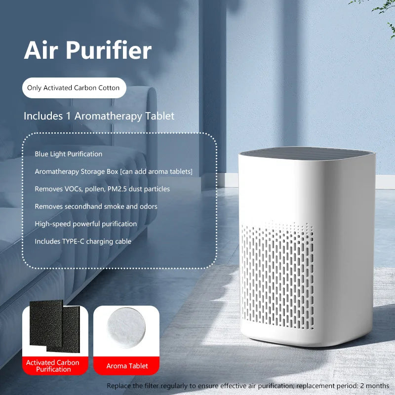 Air Purifier Smoke Odor Negative Ion Generator Household HEPA Air Purifier Efficient Purify Air Formaldehyde For Car Room