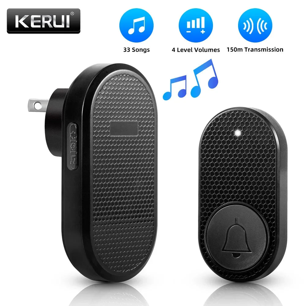Wireless Doorbell with 33 Songs Melody Smart Home Welcome Chime Kit 4 Level Volume Intelligent Door Bell 150m Transmission