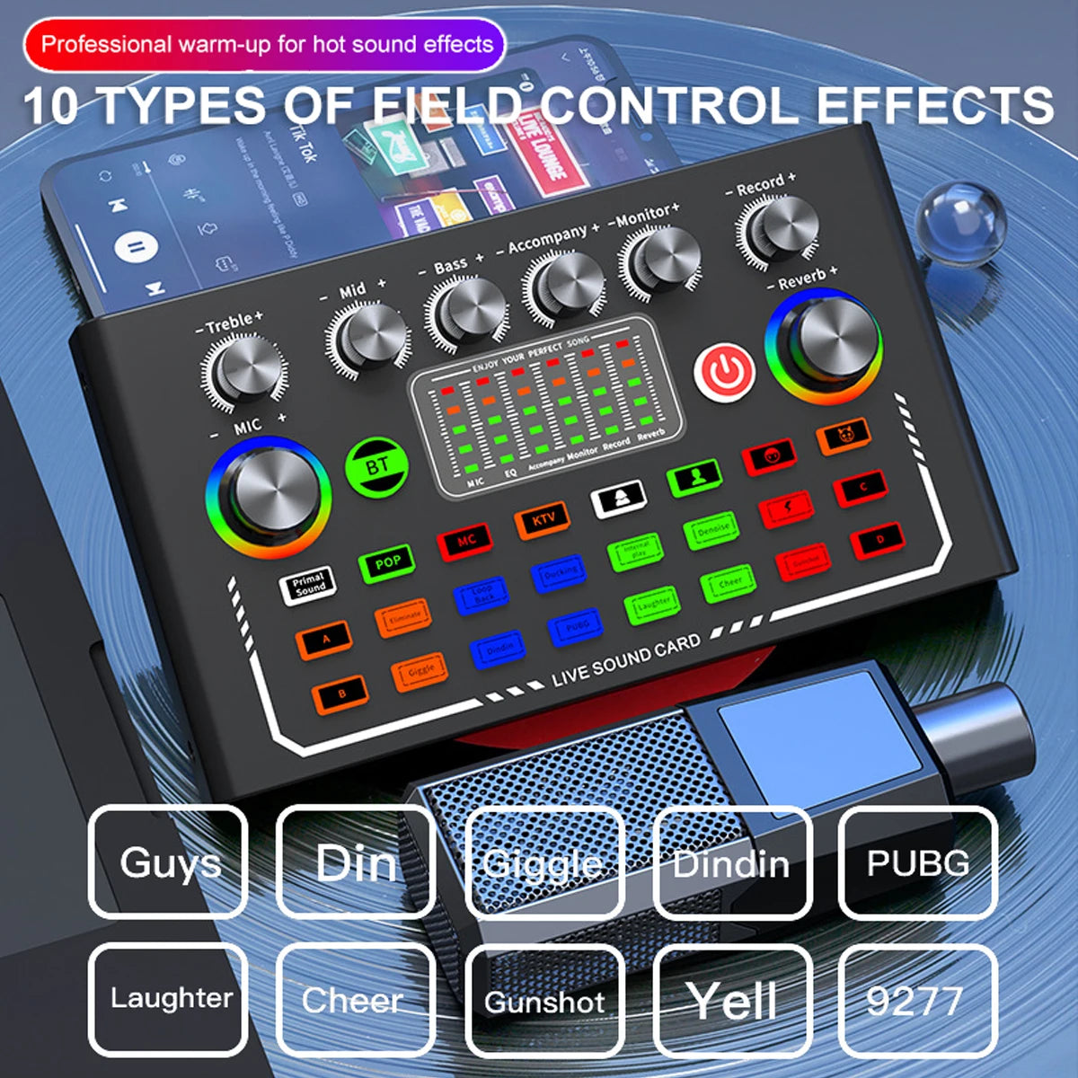 F009 Live Sound Card Podcast Equipment With BM-800 Microphone Live Broadcast Set For Audio Recording Youtube Live Streaming