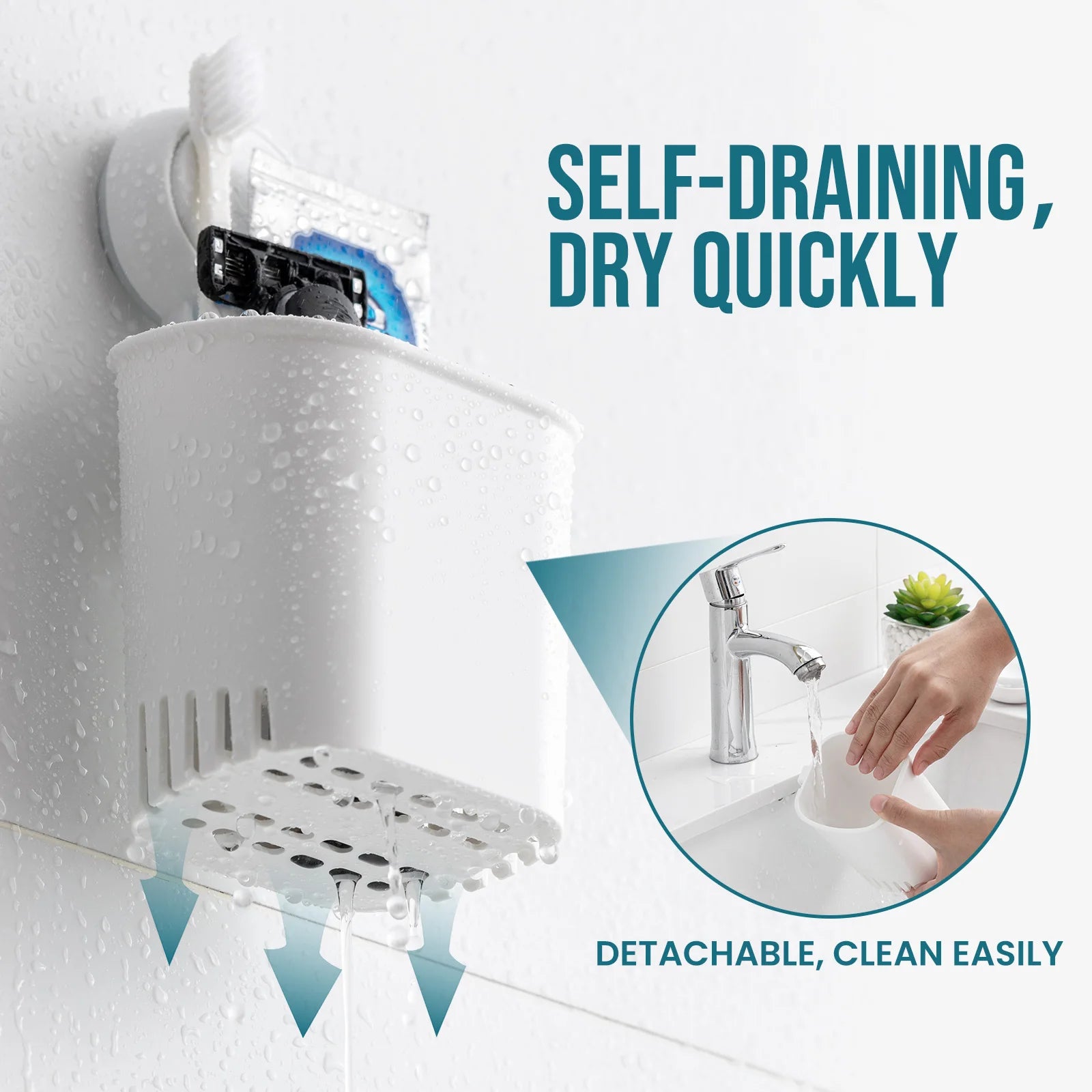 TAILI Suction Cup Toothbrush Holder No Drilling Removable Razor Holder for Bathroom Shower Electric Toothbrush Toothpaste Holder
