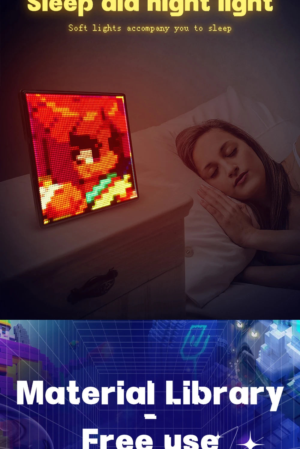 64X64 Smart LED Pixel Display RGB DIY Programmable Pixel APP Control Art Display Creative Animations For Gaming Room Decor