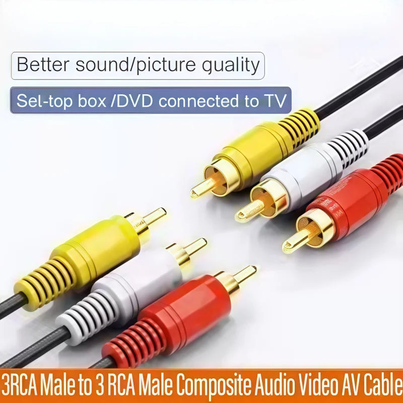 3 RCA to 3 RCA Composite AV Cable - Male to Male Audio Video Cable for TV/DVD/Home Theater (Wholesale Available)