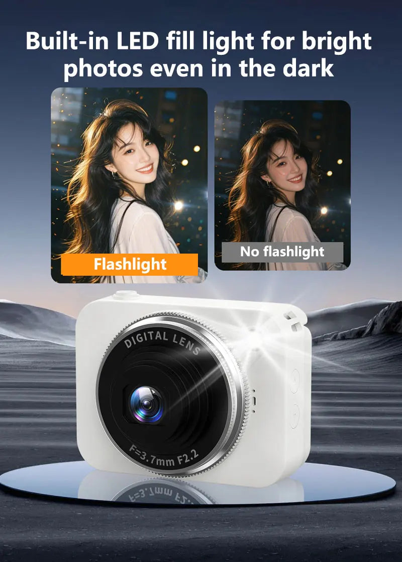 4K HD Pixel Camera 180° Flip-Up CCD Vlog Video Recorder for Selfies Student-Friendly Portable Compact Camera Gifts