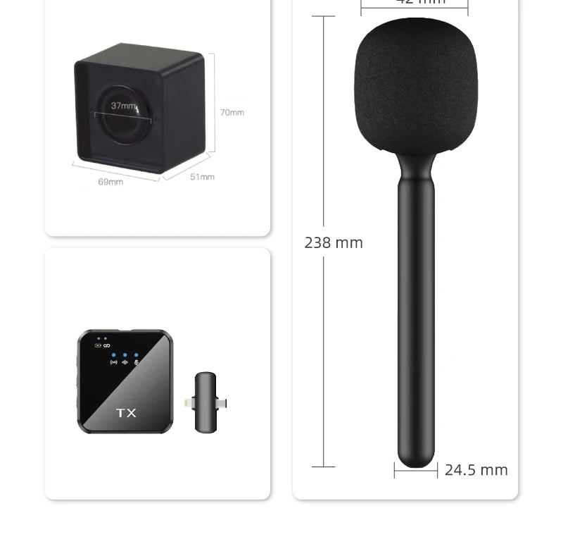 Wireless Interview Mic Professional Handheld reporter Microphone for iPhone Smartphone content creator Broadcast iOS Android mic