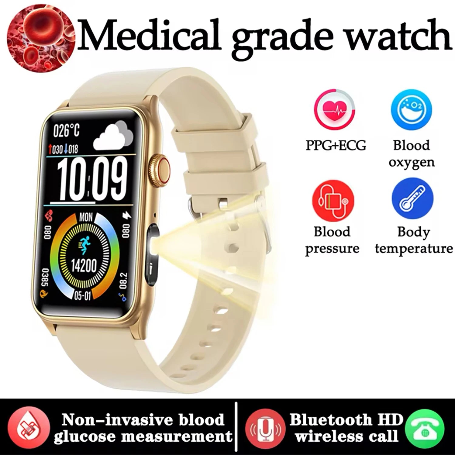2025New Medical grade Smart Watch For Xiaomi Women Health Blood sugar Blood oxygen Blood pressure Monitoring Men Sport Watches