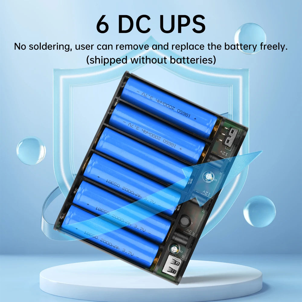 5V9V12V Output Power Bank Box for Cellphone Power Storage Case Tablet Modem 6x/3x 18650 Battery UPS Uninterrupted Power Supply